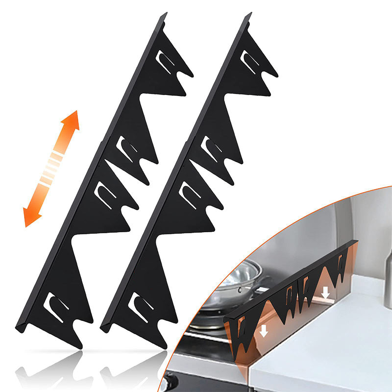 Adjustable stainless steel protection for the gap between the stove edge and the countertop