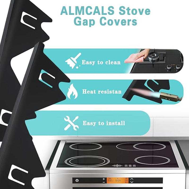 Adjustable stainless steel protection for the gap between the stove edge and the countertop