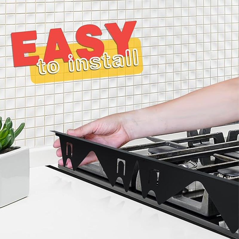 Adjustable stainless steel protection for the gap between the stove edge and the countertop