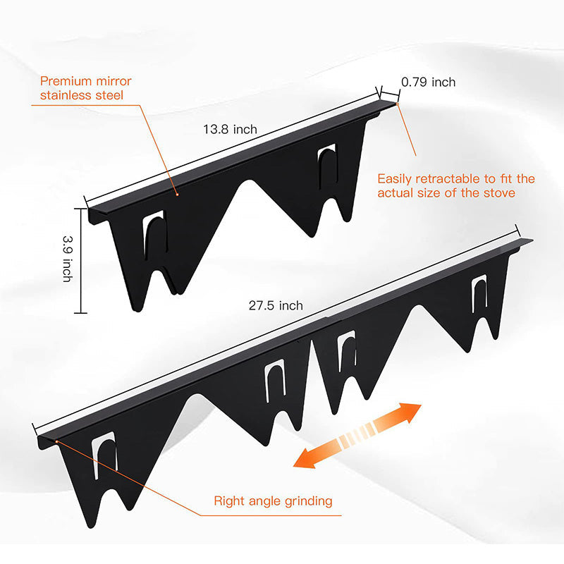 Adjustable stainless steel protection for the gap between the stove edge and the countertop