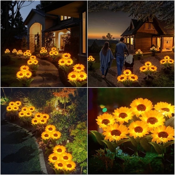 DE RÉDUCTION Lampes solaires tournesol étanches Pétales réalistes, indice de protection IP65 et allumage automatique 8-12 h
