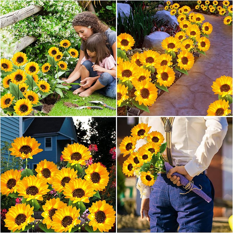 DE RÉDUCTION Lampes solaires tournesol étanches Pétales réalistes, indice de protection IP65 et allumage automatique 8-12 h