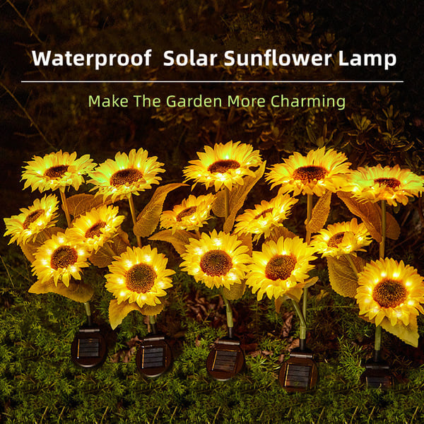 DE RÉDUCTION Lampes solaires tournesol étanches Pétales réalistes, indice de protection IP65 et allumage automatique 8-12 h