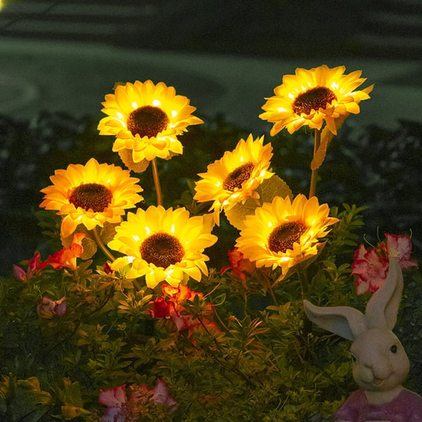 DE RÉDUCTION Lampes solaires tournesol étanches Pétales réalistes, indice de protection IP65 et allumage automatique 8-12 h