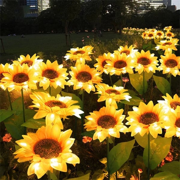 DE RÉDUCTION Lampes solaires tournesol étanches Pétales réalistes, indice de protection IP65 et allumage automatique 8-12 h