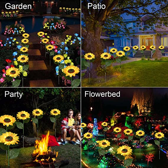 DE RÉDUCTION Lampes solaires tournesol étanches Pétales réalistes, indice de protection IP65 et allumage automatique 8-12 h