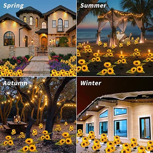 DE RÉDUCTION Lampes solaires tournesol étanches Pétales réalistes, indice de protection IP65 et allumage automatique 8-12 h