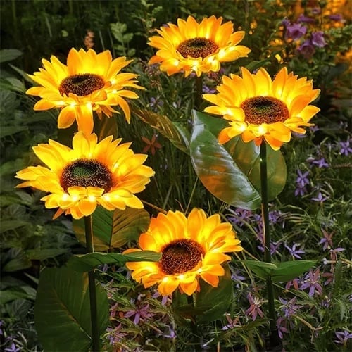 DE RÉDUCTION Lampes solaires tournesol étanches Pétales réalistes, indice de protection IP65 et allumage automatique 8-12 h
