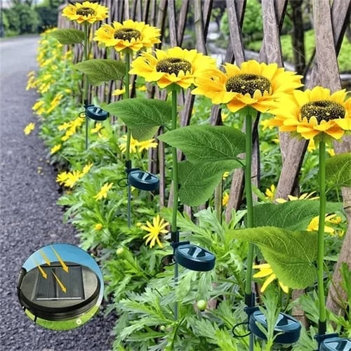 DE RÉDUCTION Lampes solaires tournesol étanches Pétales réalistes, indice de protection IP65 et allumage automatique 8-12 h