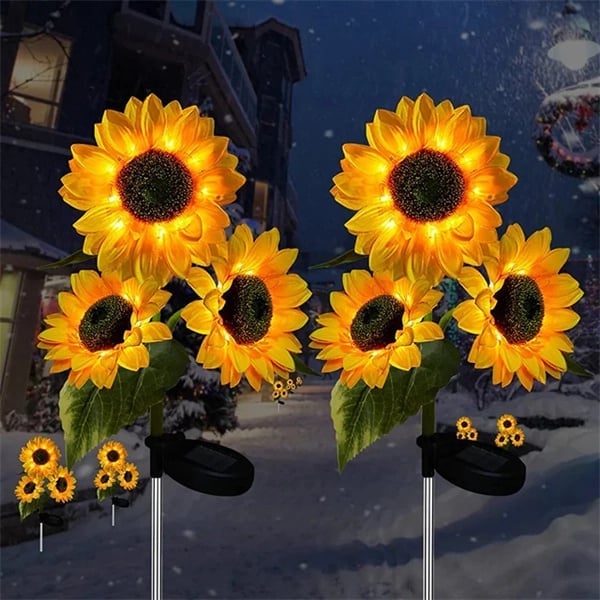DE RÉDUCTION Lampes solaires tournesol étanches Pétales réalistes, indice de protection IP65 et allumage automatique 8-12 h