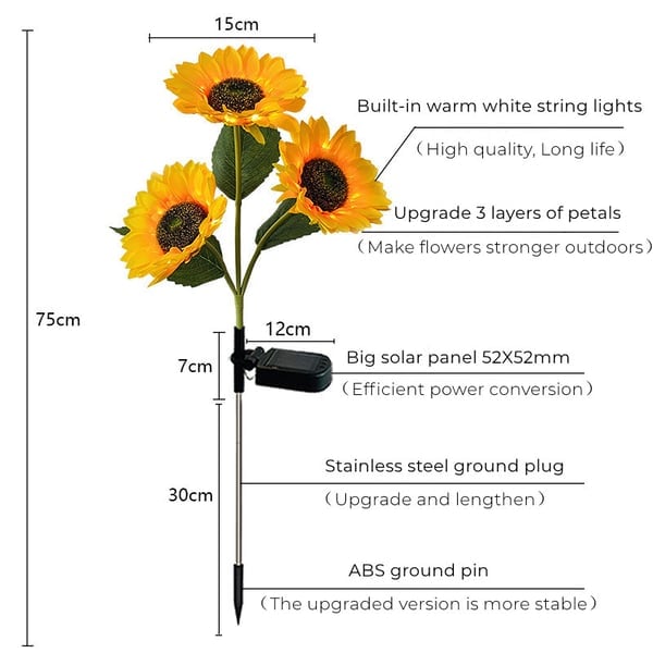 DE RÉDUCTION Lampes solaires tournesol étanches Pétales réalistes, indice de protection IP65 et allumage automatique 8-12 h