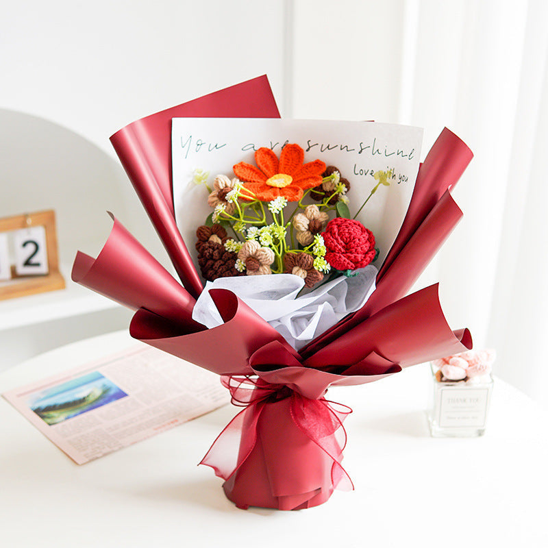 RÉDUCTION Bouquet de fleurs délicates au crochet fait main Design réaliste, durable et parfait pour la décoration intérieure ou comme cadeau