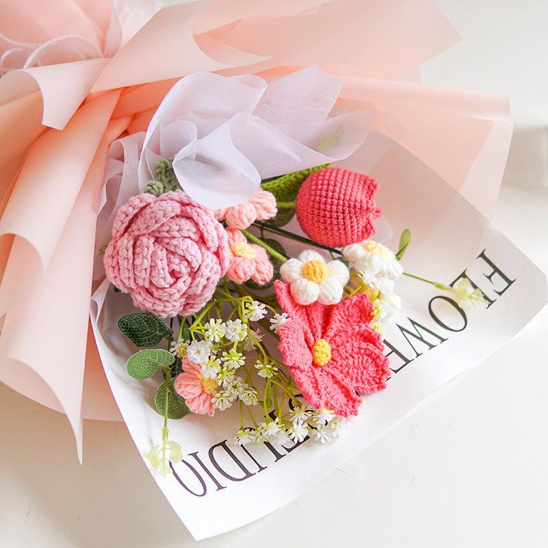 RÉDUCTION Bouquet de fleurs délicates au crochet fait main Design réaliste, durable et parfait pour la décoration intérieure ou comme cadeau