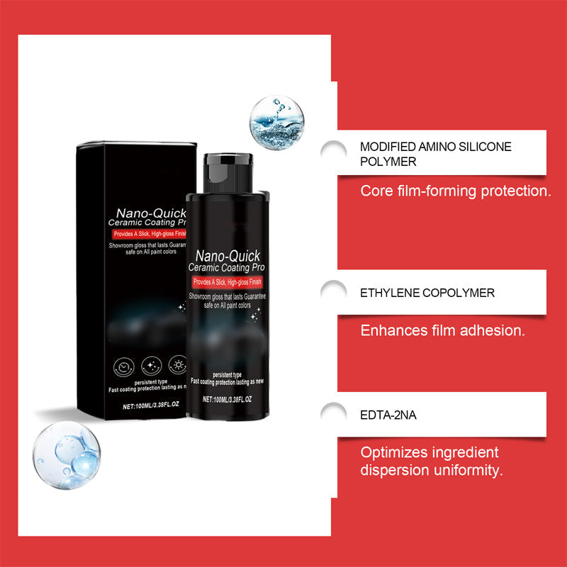 2 achetés, 1 offert : spray lustrant nano-céramique hydrophobe, haute brillance, protection longue durée, sans trace.