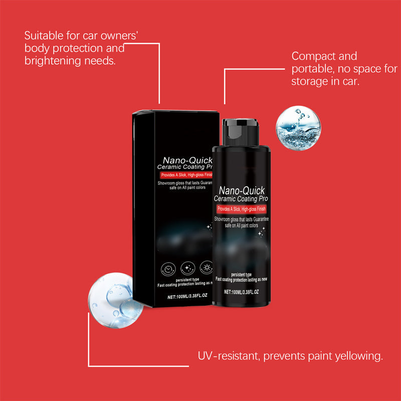 2 achetés, 1 offert : spray lustrant nano-céramique hydrophobe, haute brillance, protection longue durée, sans trace.