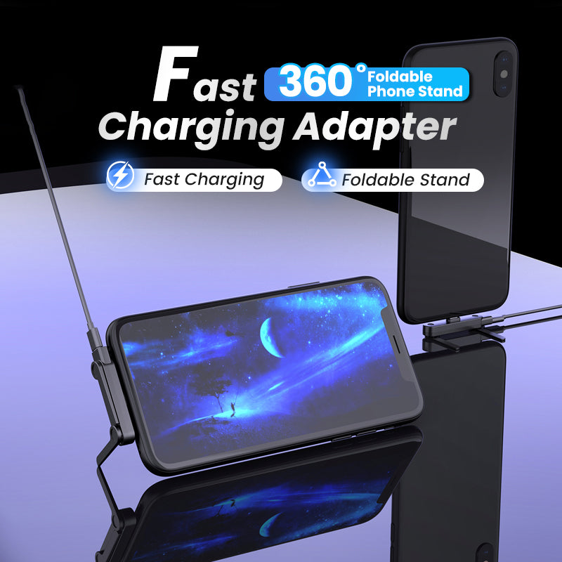 Adaptateur de charge rapide 360 avec support pliable pour téléphone