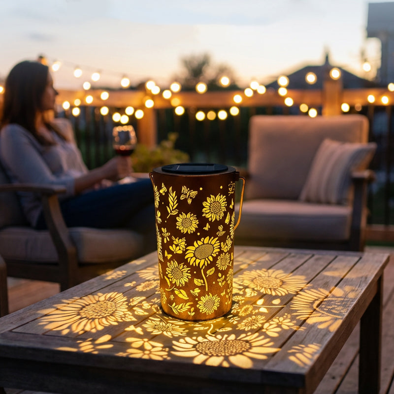 Lanterne solaire suspendue avec motif ajouré et design creux