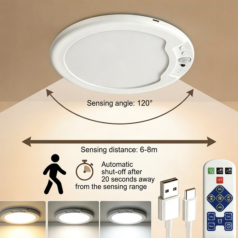 DE RDUCTION Plafonnier LED intelligent à détecteur de mouvement, rechargeable et télécommandé
