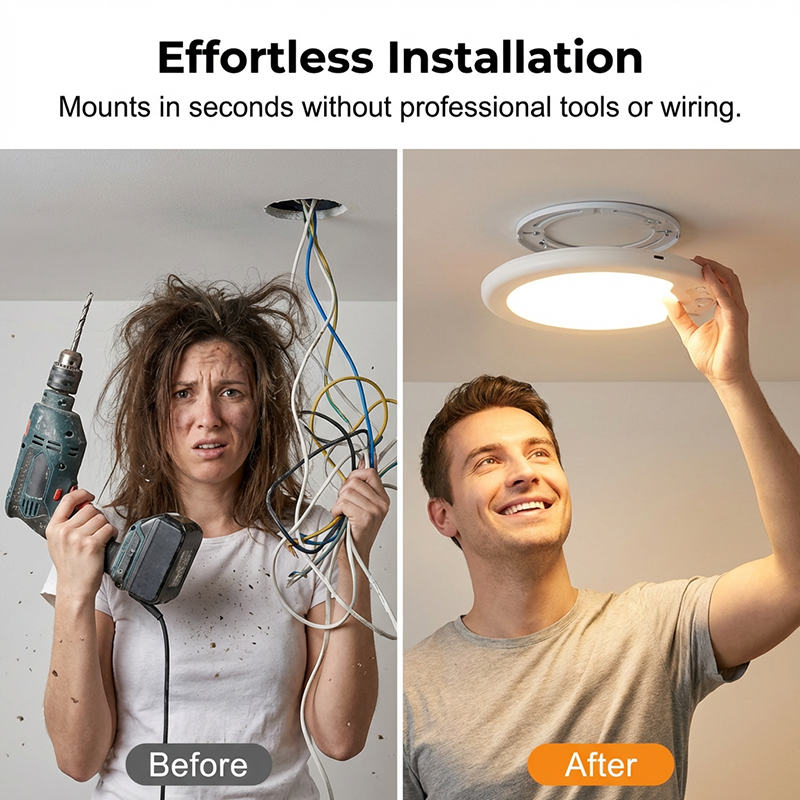 DE RDUCTION Plafonnier LED intelligent à détecteur de mouvement, rechargeable et télécommandé