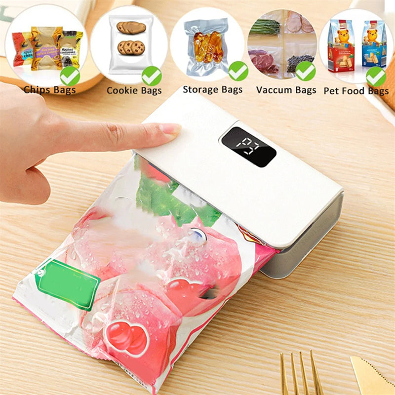 ON THE 2-IN-1 Mini Bag Sealer: USB-C Rechargeable, 6 Heat Settings & Built-in Cutter Blade