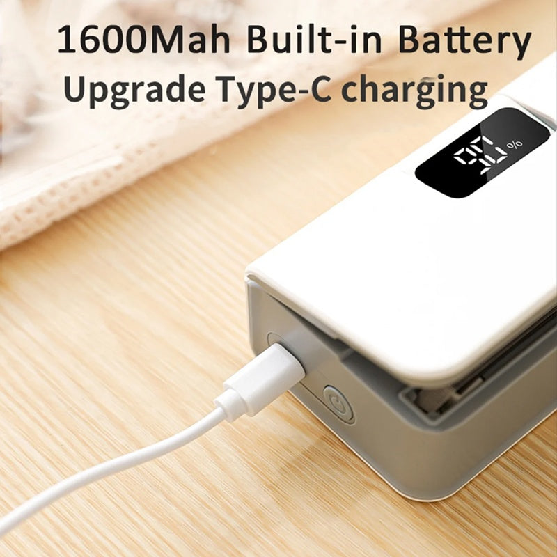 ON THE 2-IN-1 Mini Bag Sealer: USB-C Rechargeable, 6 Heat Settings & Built-in Cutter Blade