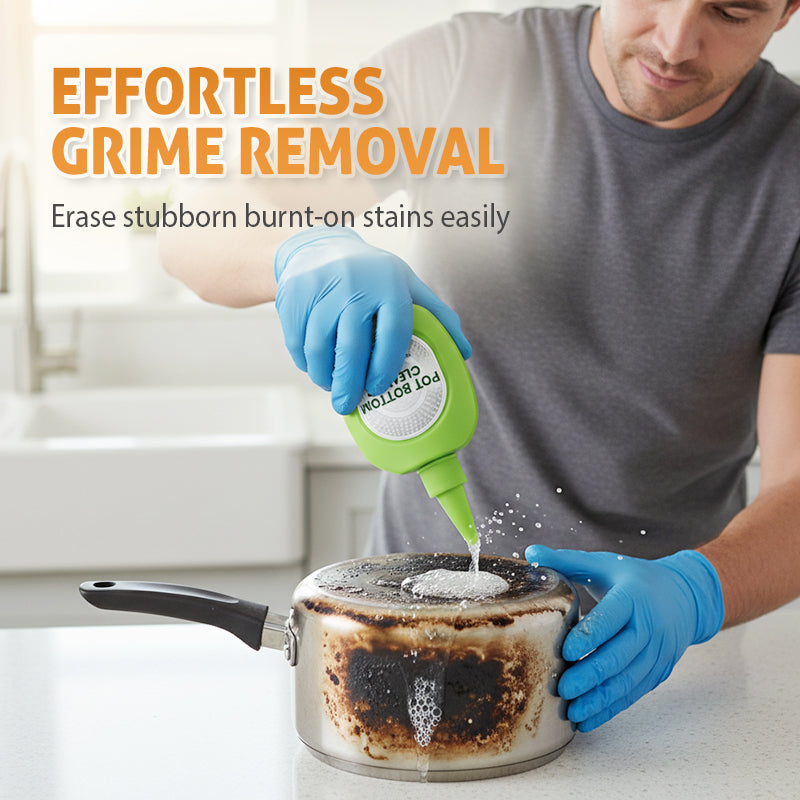Stain and soil remover for pot bottoms
