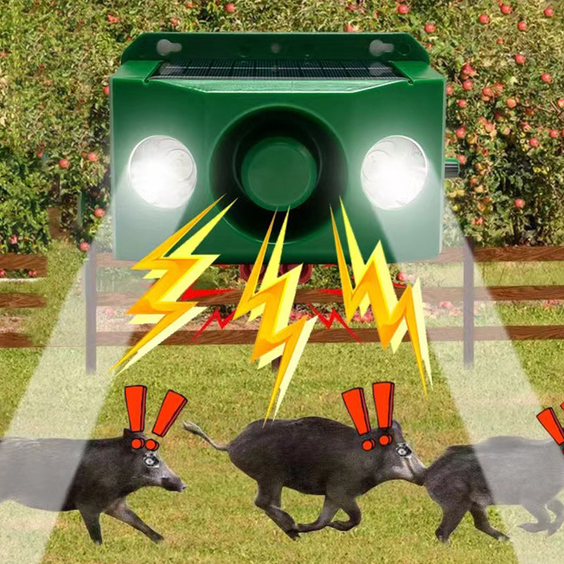 Alarme sonore répulsive à énergie solaire pour animaux avec lumières clignotantes brillantes