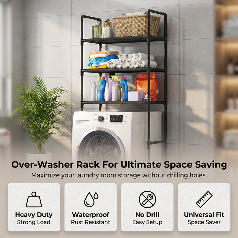 Étagère de rangement sans perçage salle de bain buanderie fixation adhésive gain de place installation ultra simple