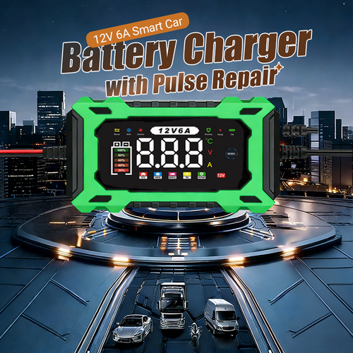 Chargeur de batterie de voiture intelligent 12V 6A avec réparation d'impulsions, écran LCD, sécurité maximale