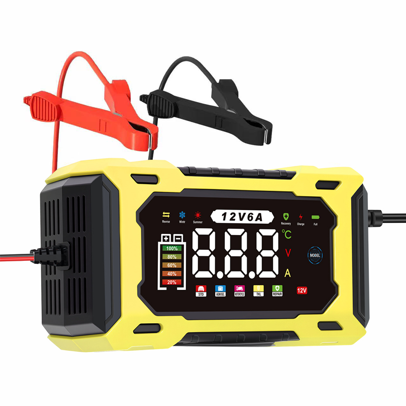 Chargeur de batterie de voiture intelligent 12V 6A avec réparation d'impulsions, écran LCD, sécurité maximale