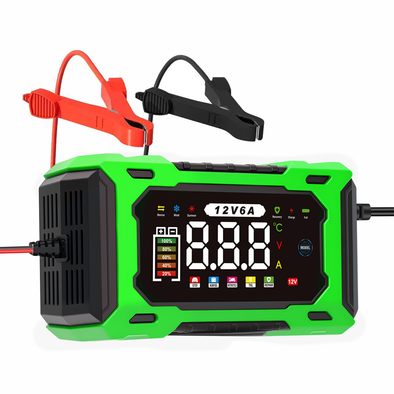 Chargeur de batterie de voiture intelligent 12V 6A avec réparation d'impulsions, écran LCD, sécurité maximale