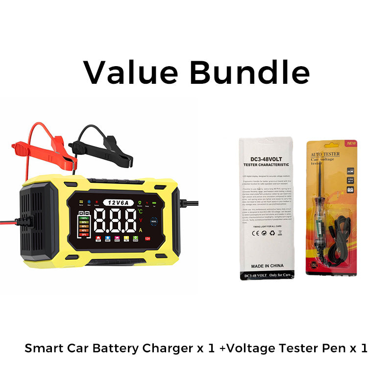 Chargeur de batterie de voiture intelligent 12V 6A avec réparation d'impulsions, écran LCD, sécurité maximale