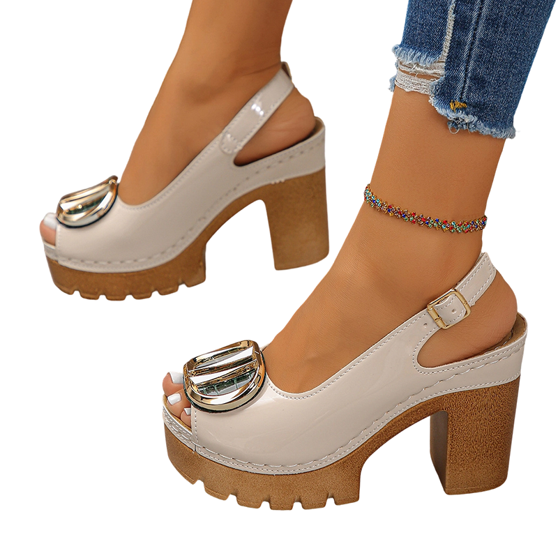 RÉDUCTION Sandales élégantes à bout ouvert et talon boucles Raffinées, confortables et parfaites pour toutes les occasions