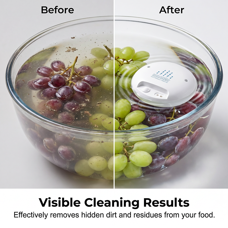 Portable USB rechargeable ultrasonic fruit and vegetable washer, ideal for cleaning fruits and vegetables, at home or when traveling