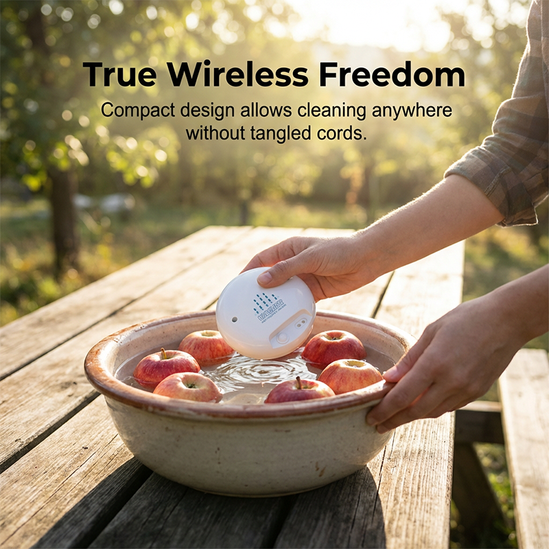 Portable USB rechargeable ultrasonic fruit and vegetable washer, ideal for cleaning fruits and vegetables, at home or when traveling