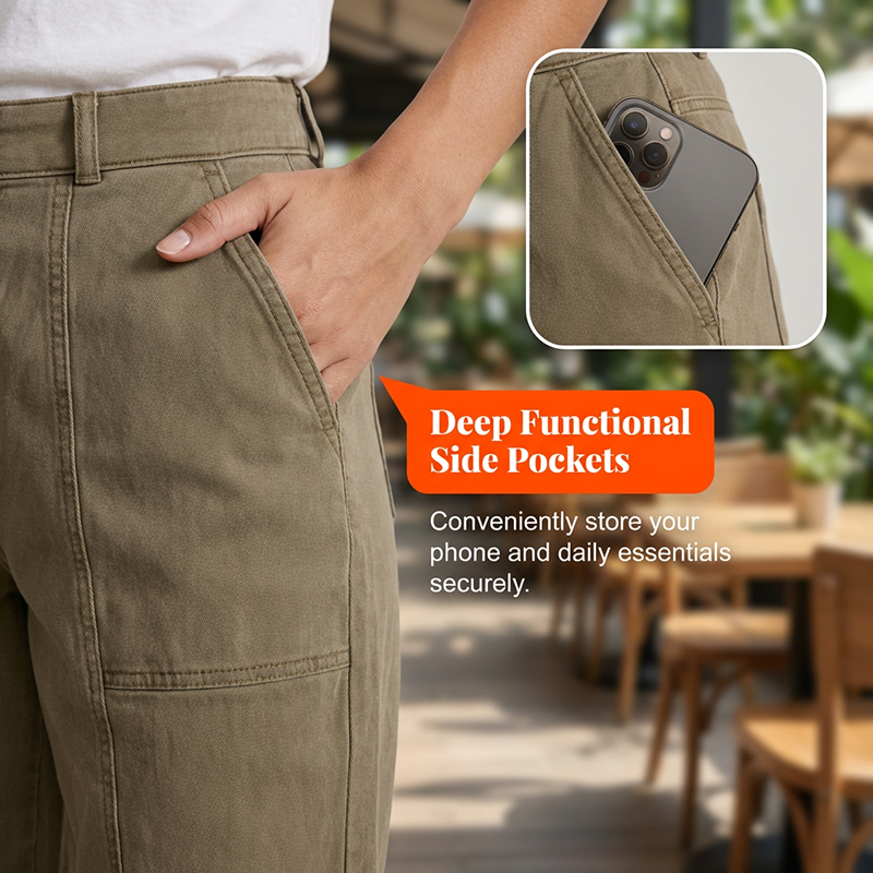 Pantalon utilitaire fuselé taille haute pour femme en réduction