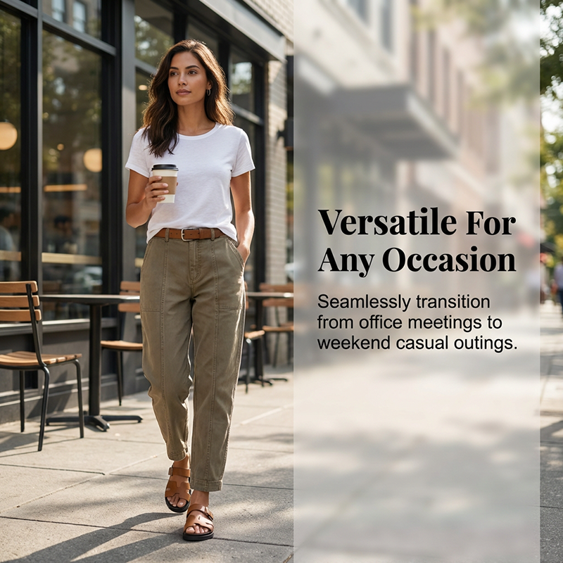 Pantalon utilitaire fuselé taille haute pour femme en réduction