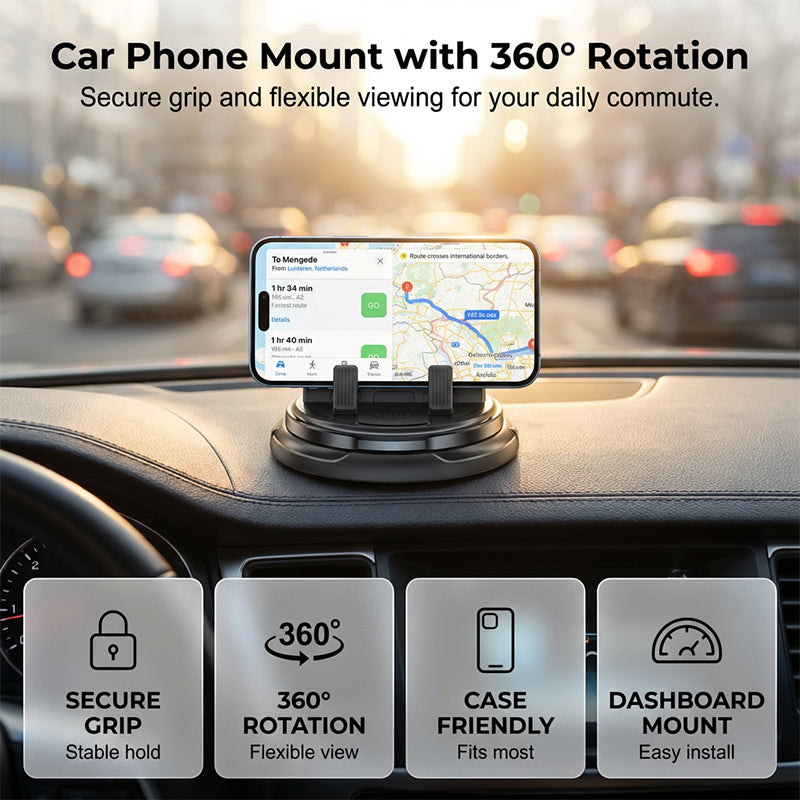 Offre à durée limitée : 50 % DE RÉDUCTION Support de téléphone pivotant à 360° pour le tableau de bord (par unité)