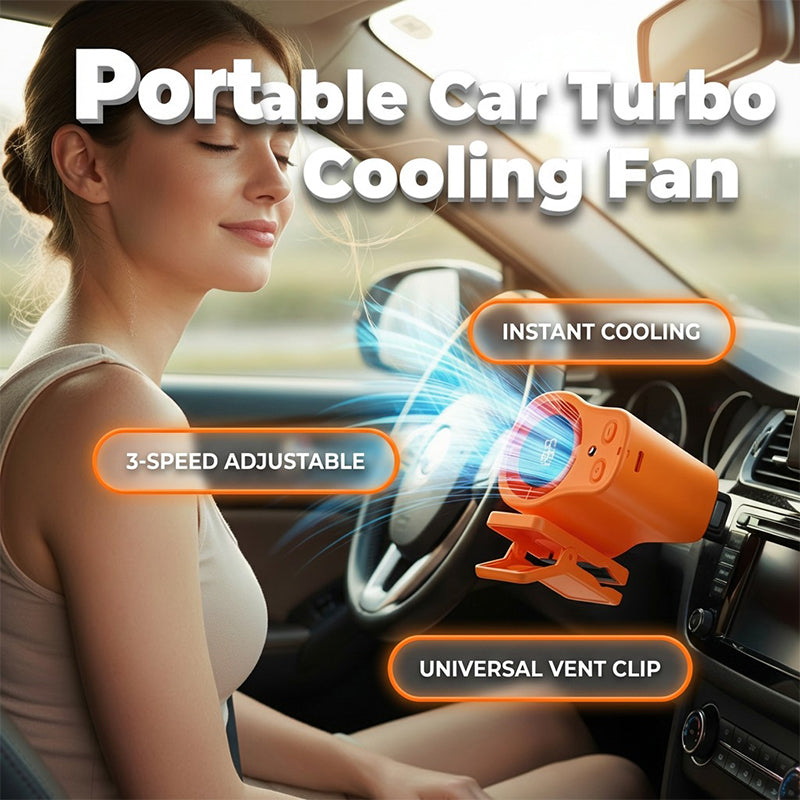 USB Hands-Free Personal Fan for Car Vent or Desk, LED Display, Silent (<36dB), 2000/4000mAh Battery, 3 Colors
