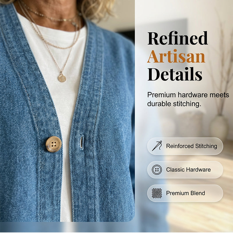 Veste en jean classique à boutons pour femme