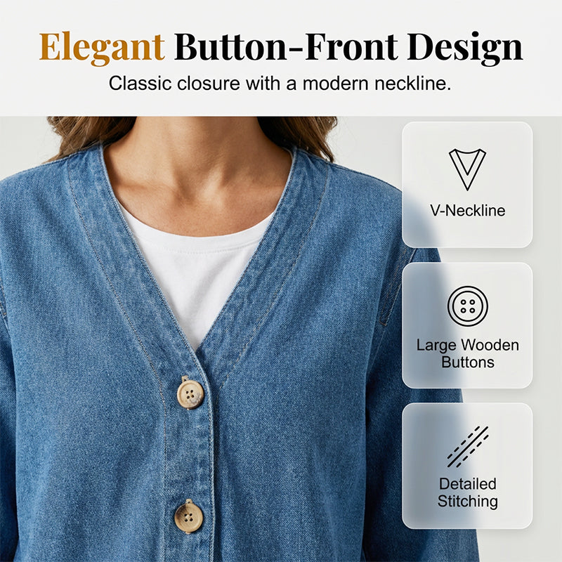 Veste en jean classique à boutons pour femme