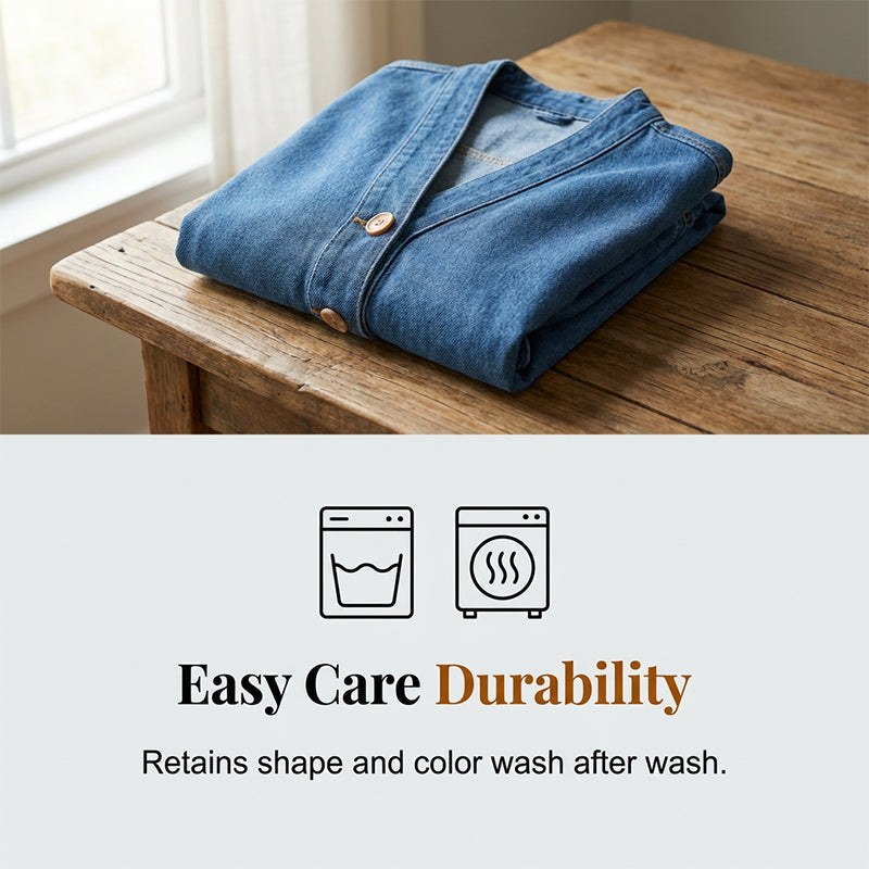 VESTE EN JEAN CLASSIQUE À BOUTONS POUR FEMME EN RÉDUCTION