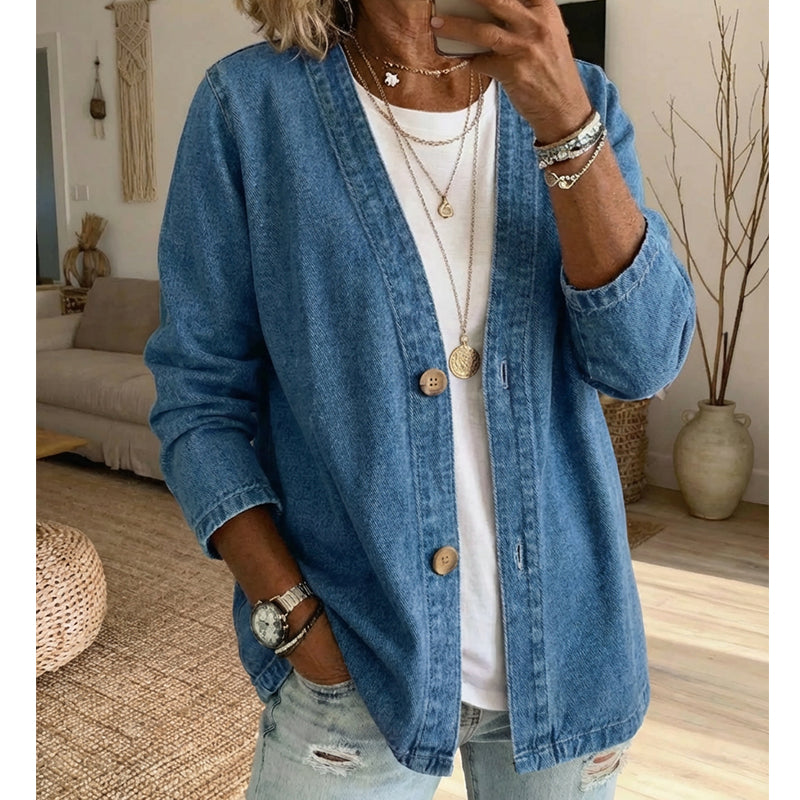 Veste en jean classique à boutons pour femme