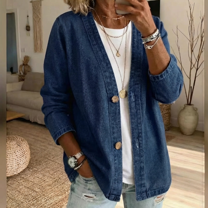 Veste en jean classique à boutons pour femme