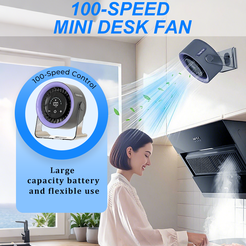 EN RÉDUCTION Ventilateur de table ultra-compact 100 vitesses, tient dans la main, Offre limitée