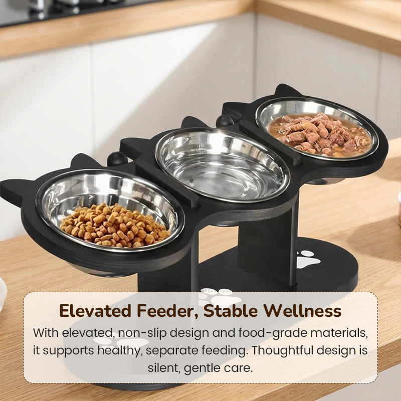 Elevated Non-Slip Pet Feeder with 3 Bowls | Spinal Protection with Non-Slip Base