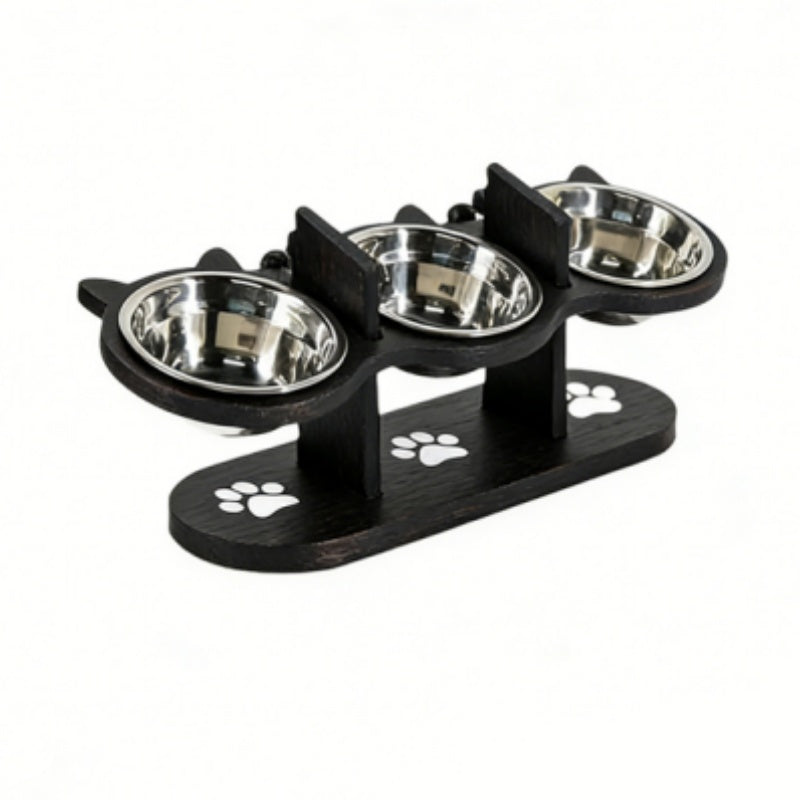 Elevated Non-Slip Pet Feeder with 3 Bowls | Spinal Protection with Non-Slip Base