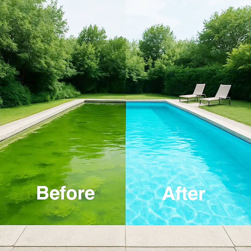 Liquide purifiant pour piscine : une eau d'une clarté cristalline, sans effort. Finis les eaux vertes et les produits agressifs : retrouvez une baignade saine et naturelle à chaque instant.