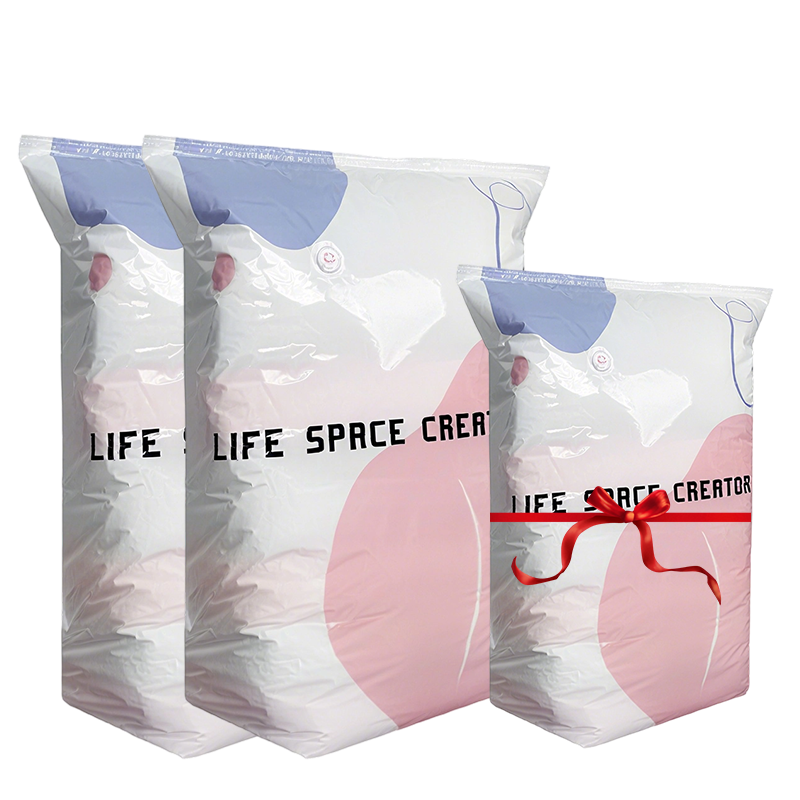 Vacuum Storage Bags (Pump-Free) — Just press and seal, no pump needed. Saves 80% space, keeps clothes dry and dust-free. Perfect for bulky bedding and off-season gear.