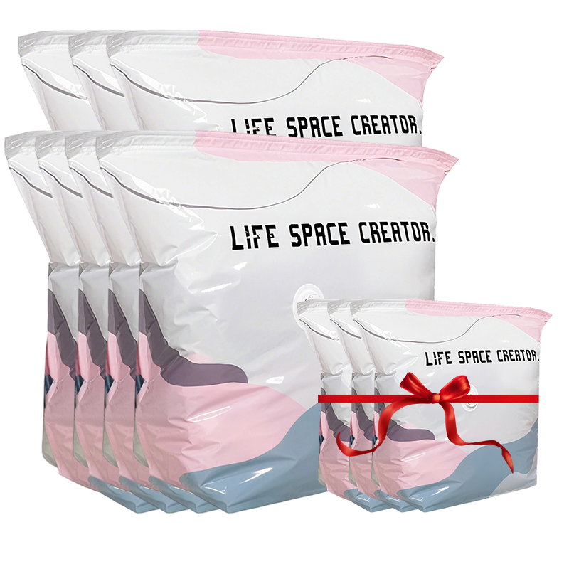 Vacuum Storage Bags (Pump-Free) — Just press and seal, no pump needed. Saves 80% space, keeps clothes dry and dust-free. Perfect for bulky bedding and off-season gear.